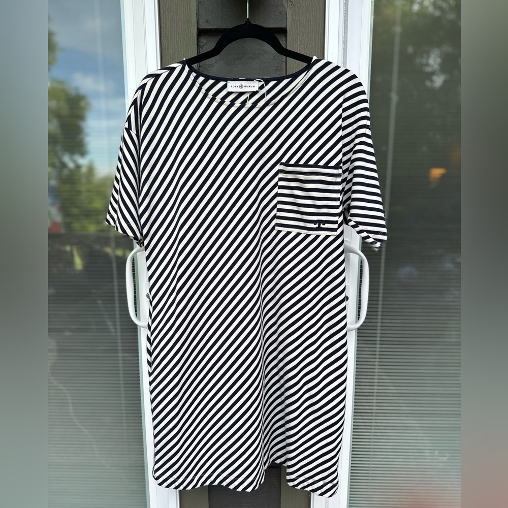 Tory Burch Black and White Striped Dress